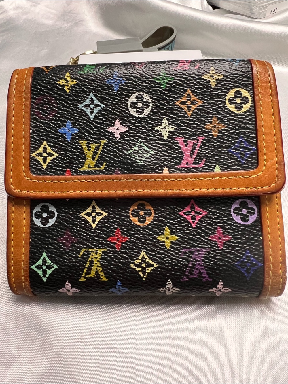 Louis Vuitton Multicolor Monogram Compact Wallet - Black with Brown Trim